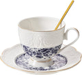 TATSUMI Interglio Embossed Bone China Tea Cup and Saucer Set, 3 Pieces Vintage Style Coffee Cup & Saucer Set For Women Wedding Gift (Starry Sky Rose, 1 set)
