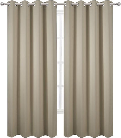Blackout Curtains 52 x 84 Inch Long Beige Curtains Set of 2 Panels Room - Image 2