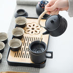 Japanese Tea Set, Portable Ceramic TeaSet, Asian Tea Sets for adult, Tea Gift sets, Travel Tea Set with Teapot,Teacups,Tea Canister,Tea Tray and Travel Bag, Home,Outdoor and Office