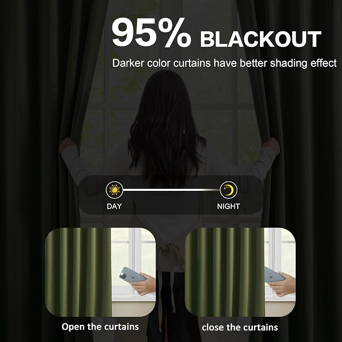 96 Inch Curtains with Pinch Pleat, Warm Cold Blocking Block Out Room Darkening - Image 7