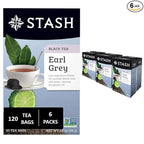 Stash Tea Earl Grey Black Tea - Caffeinated, Non-GMO Project Verified Premium Tea with No Artificial Ingredients, 20 Count (Pack of 6) - 120 Bags Total