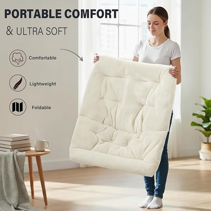Tiita Folded Chair with Straight Ottoman, Soft Faux Fur Oversized Folding - Image 7