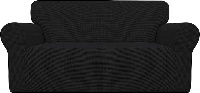 Easy-Going Stretch Loveseat Couch Covers Washable Black | 1-Piece Loveseat by Easy-Going