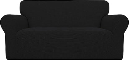 Easy-Going Stretch Loveseat Couch Covers Washable Black | 1-Piece Loveseat by Easy-Going