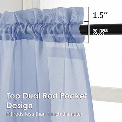 Sheer Curtains 84 Inches Long 2 Panels Set, Light Filtering Transparent - Image 3