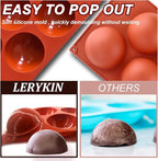 3 Pack Extra Large 5-Cavity Semi Sphere Silicone Molds, Half Sphere Baking Mold Non-Stick for Making Big Size Hot Chocolate Bomb, Jelly, Cake, Dome Mousse