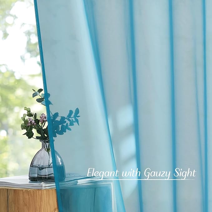 NICETOWN Bedroom Curtains for Windows 84 inch Length, Grommet Casual Voile Sheer - Image 5
