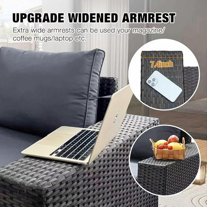 JOYURE 6 Pieces Patio Furniture Set All-Weather Outdoor Wicker Sectional - Image 3
