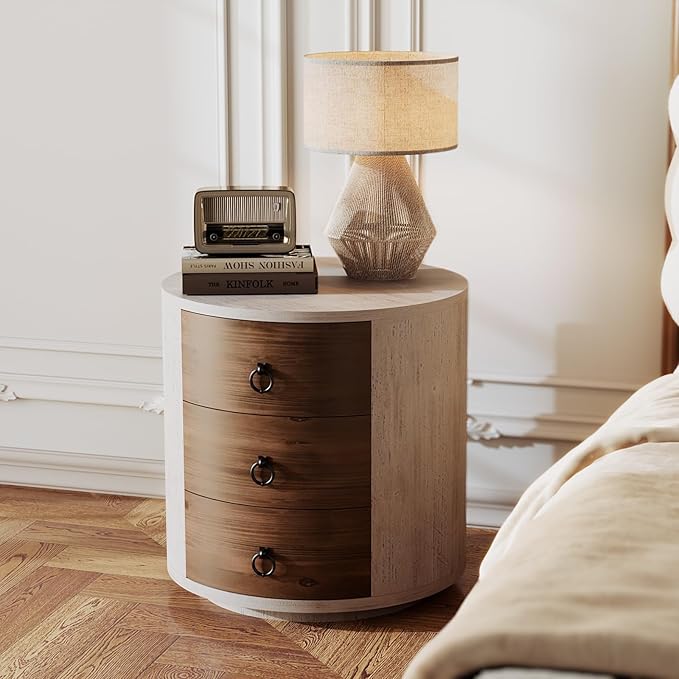 SUNBURY End Table Living Room Small Side Table w 3 Drawers, Farmhouse by SUNBURY