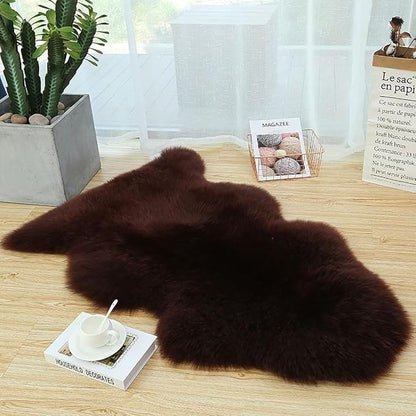 HUAHOO Premium Genuine Sheepskin Rug Brown Real Australia Sheepskin Natural - Image 2