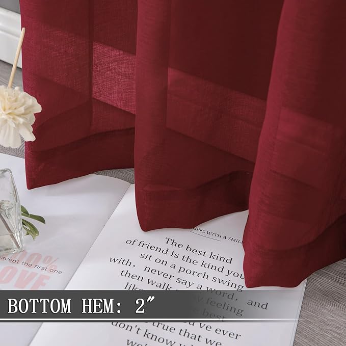 Tollpiz Short Sheer Curtain Linen Textured Bedroom Curtains Sheer Light - Image 4