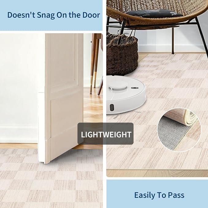 GarveeHome Beige Checkered Rug 6x9 Area Rugs Living Room Checkerboard Rug | - Image 7