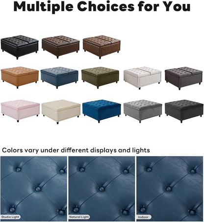 Tbfit Large Square Storage Ottoman Bench, Tufted Upholstered Coffee Table - Image 7