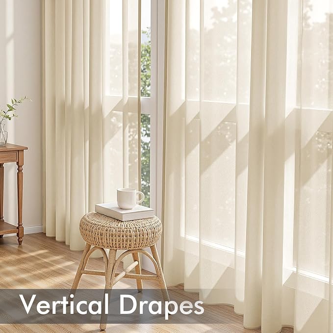 MIULEE Cream Sheer Curtains 72 Inches Long 4 Panels 42 x 72 Inches | Light - Image 5