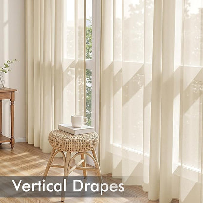 MIULEE Cream Sheer Curtains 96 Inches Long 4 Panels 42 x 96 Inches | Light - Image 5