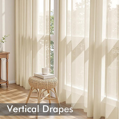 MIULEE Cream Sheer Curtains 63 Inches Long 4 Panels 42 x 63 Inches | Light - Image 5