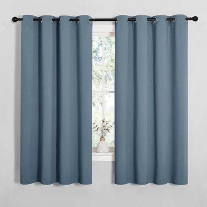 NICETOWN Smoky Blue Blackout Curtains 68 inches Length by NICETOWN
