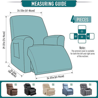 TAOCOCO Recliner Cover 4-Pieces, Recliner Stretch Sofa Slipcover, Recliner - Image 5