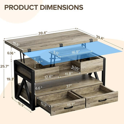 Memobarco 40" Lift Top Coffee Table, 4 in 1 Multi-Function Lift Coffee Tables - Image 2