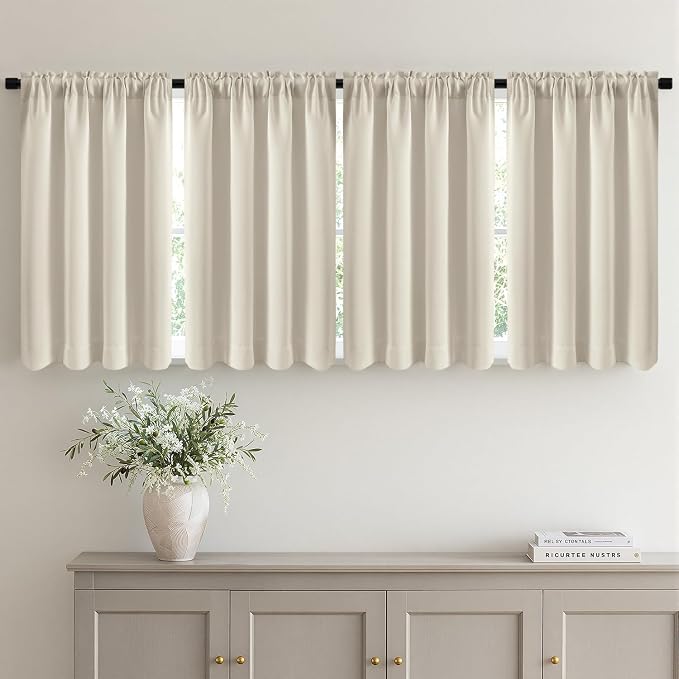 MIULEE 4 Panel Set Short Bedroom Blackout Curtains 54 Inch Long Cream Beige | by MIULEE