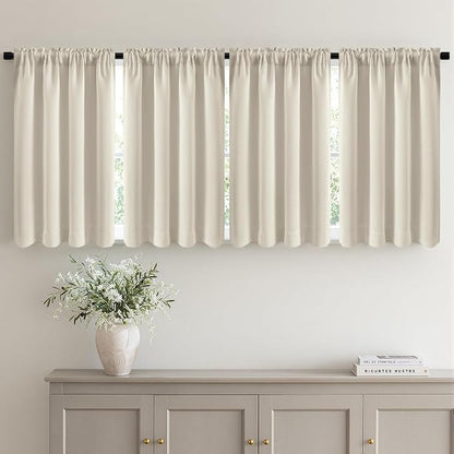 MIULEE 4 Panel Set Short Bedroom Blackout Curtains 54 Inch Long Cream Beige | by MIULEE