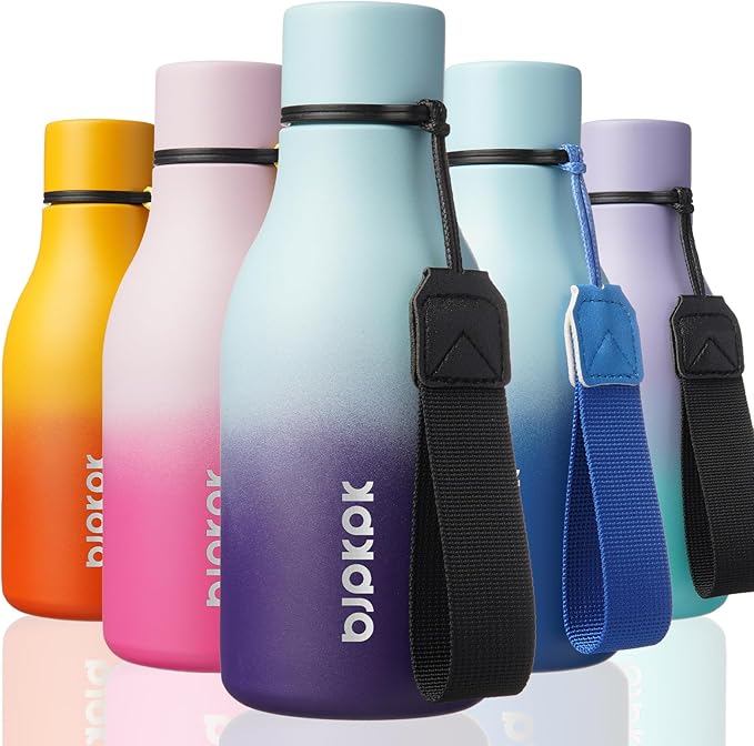 BJPKPK Insulated Water Bottles, 12oz Stainless Steel Metal Water Bottle with Strap, BPA Free Leak Proof Thermos, Mugs, Flasks, Reusable Water Bottle for Sports & Travel, Ocean Dream
