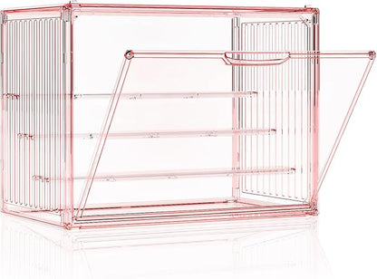 Clear Pink Acrylic Figure Display Case by MSHOMELYDIRECT