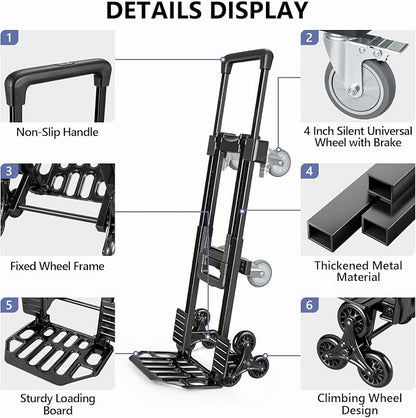 KEDSUM 3-in-1 Convertible Stair Climbing Dolly, 660LBS Heavy Duty Dolly Cart - Image 6