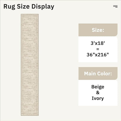Soalmost Washable 3x18 Hallway Runner Rug Non-Slip Kitchen Entry Rugs Beige | - Image 5