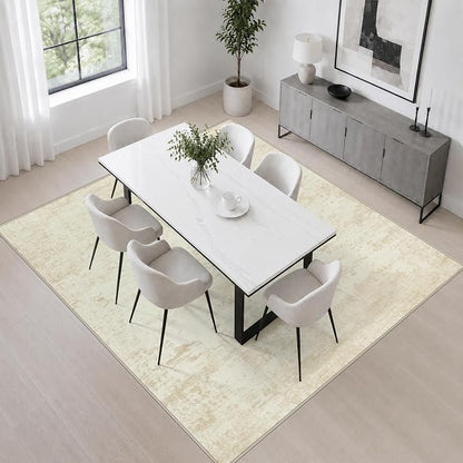 Area Rug Living Room: 5x5 Modern Washable Indoor Soft Carpet Beige | - Image 4