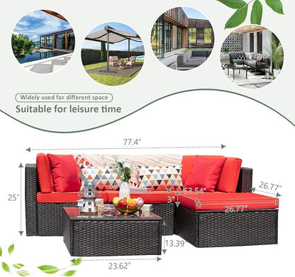 Devoko 5 Pieces Patio Furniture Sets All Weathevr Outdoor Sectional Patio Sofa - Image 9