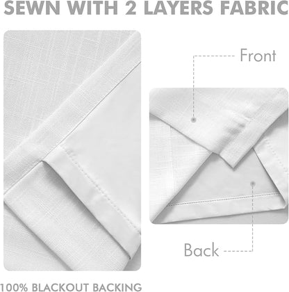 MIULEE White Pinch Pleated 100% Blackout Linen Curtains 40x90 Inches | Room - Image 5