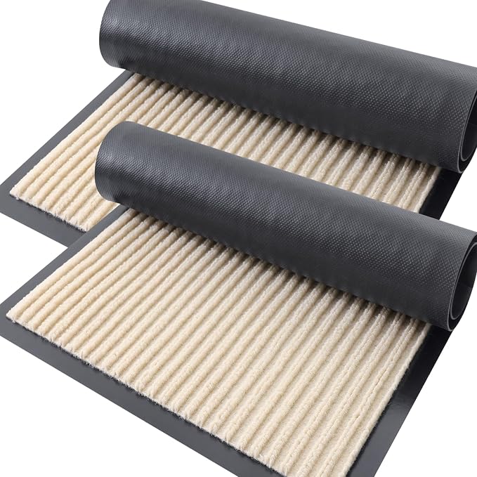 OLANLY 2-Pack Front Door Mats 47x23, Waterproof Heavy-Duty Doormats | Beige by OLANLY