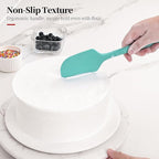 600ºF Heat Resistant Spatulas, High Heat Food Safe Semless Kitchen Silicone Scraper Set for Cooking Baking Mixing Scraping Stirring Nonstick Cookware Pan Bowl (3Pcs,Aqua Sky)