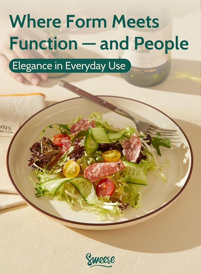 Sweese Dinner Plates, 10 Inch Round Porcelain Plates, Dish Set for Lunch, Party, Wedding, Restaurant, Microwave, Oven, Dishwasher Safe Plates Set of 6, Cool Assorted Colors