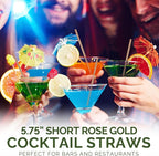 Rose Gold Paper Cocktail Straws, 5.75 inch, 500 counts, Disposable Short Small Drinking Straws for 8oz 10oz Cups
