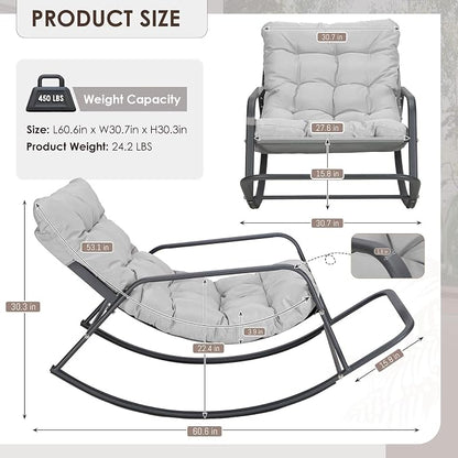 RADIATA 2pcs Rocking Lounge Chair, Indoor Outdoor Reclining Lounger - Image 2