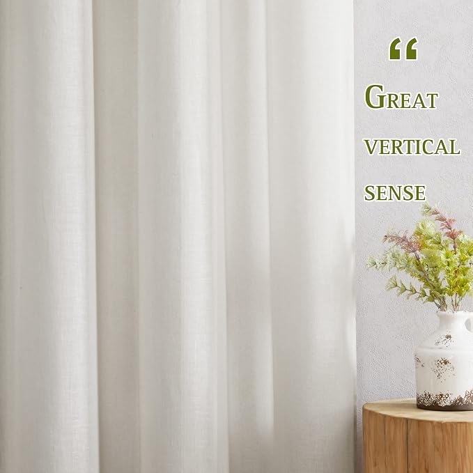 NICETOWN Bedroom Curtains Linen Blend 90 inches Long, Grommet Privacy Semi - Image 5