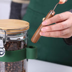 KKC Vacuum Sealed Coffee Bean Storage Container with Scoop for 1 lb Beans,Airtight Glass Coffee Jar Canister with Scoop,Glass Storage Canisters with Hinged Lid,40 Fluid Ounce
