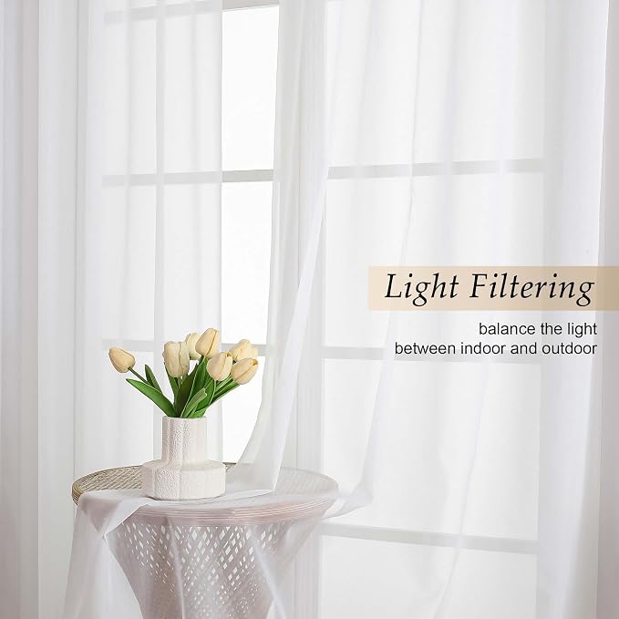 Extra Long Sheer White Curtains - Image 2