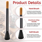 Giantree Dual Head Coffee Brush, Coffee Grinder Brush, Dusting Espresso Brush Coffee Grinder Cleaner, Barista Tools for Coffee Machine Toaster Cleaning(Black)