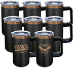 20 oz Insulated Coffee Mug with Lid, 8 Pack Stainless Steel Coffee Tumbler Bulk, Double Wall Vacuum Travel Mug with Handle, Leakproof Powder Coated Coffee Cups for Hot and Cold Drinks (Black,8 pack)