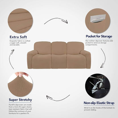 PureFit Super Stretch 3 Seats Recliner Sofa Couch Cover - Image 3