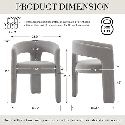 Modern Chenille Dining Chairs Set of 4, Upholstered Barrel Chairs - Image 2