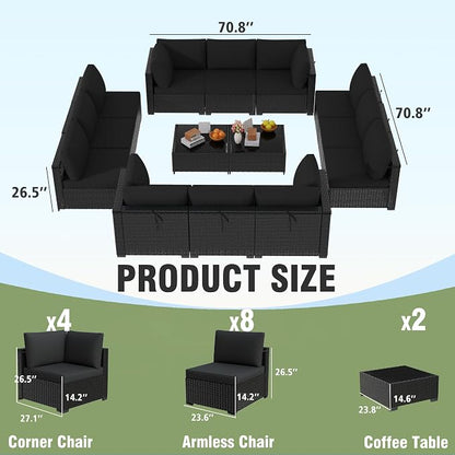 KIGOTY 14-Piece Patio Furniture Set, All-Weather PE Rattan Outdoor Sectional - Image 2