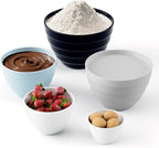 TP Mixing Bowls with Lids, 10-Piece Nesting Melamine Bowls Set for Prepping Serving Baking Cooking, Non Slip Bottom, Set of 5, Blue and White
