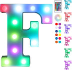 Foaky Colorful LED Letter Lights with Remote,Marquee Light Up Letters Sign for Night Light Wedding/Birthday Party Battery Powered Christmas Lamp Home Bar Decoration(F)