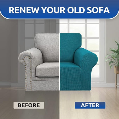 Stretch Chair Sofa Slipcover, Single Couch Cover, Peacock Blue | 1-Piece - Image 6
