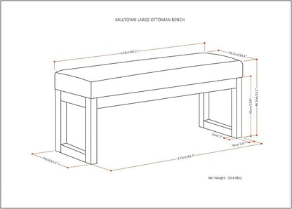 SIMPLIHOME Milltown Large Ottoman Bench - Image 3