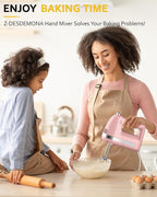 Electric Hand Mixer, Powerful 300W Hand Mixer Electric Handheld with 304 Beaters, Dough Hook,Hand Held Mixer with Turbo for Baking Cakes, Eggs, Cream Food(Pink)